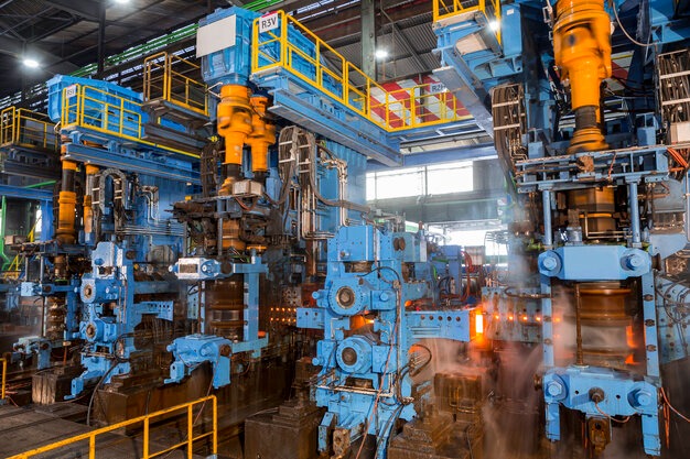 Industrial machinery detail with yellow EPR shafts